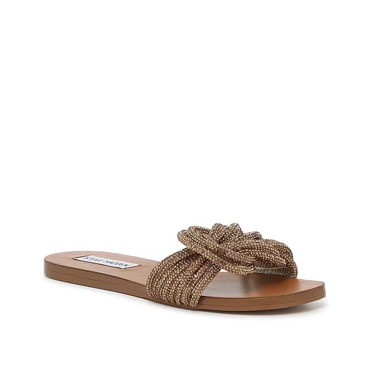 Steve Madden Adore Rhinestone Sandal | Women's | Bronze Metallic | Size 6 | Sandals | Flat | Slide | DSW