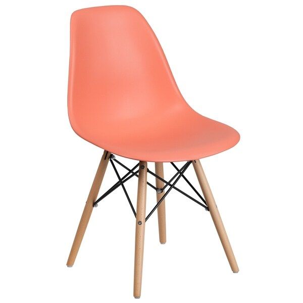 Modern Mid-Century Designed Peach Chair with Artistic Wood Legs | Bed Bath & Beyond