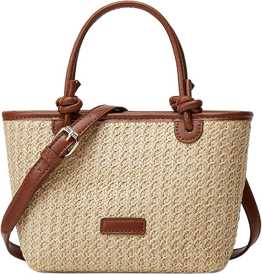 Cute Straw Fabric Tote Bag Purse for Women Straw Tote Bag Y2k Purses Shoulder Handbag | Amazon (US)