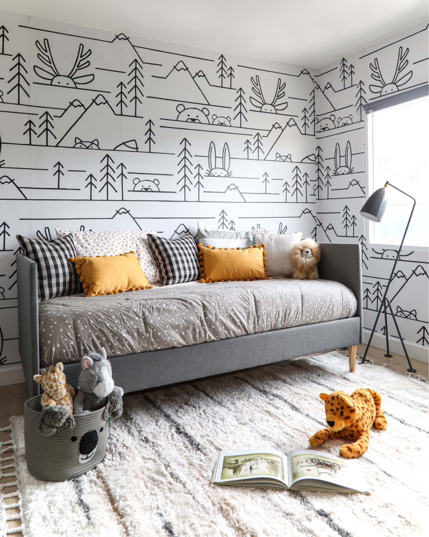 The cutest neutral kids’ room design! We chose a daybed style bed to create a cozy area for lounging, and piled it high with playful pillows that fit the woodland theme. #kidsroom #neutralhome #kidsdecor 

#LTKfamily #LTKhome #LTKkids
