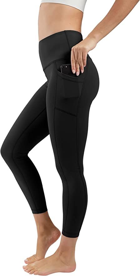 90 Degree By Reflex High Waist Tummy Control Squat Proof Ankle Length Leggings with Pockets | Amazon (US)