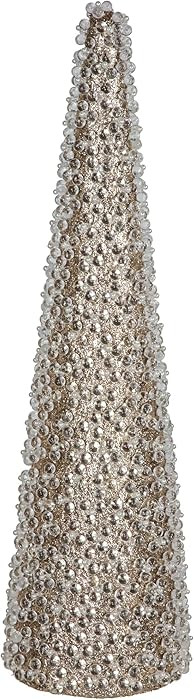 Beads and Glitter Christmas Cone Tree - 18" - Gold Finish | Amazon (US)