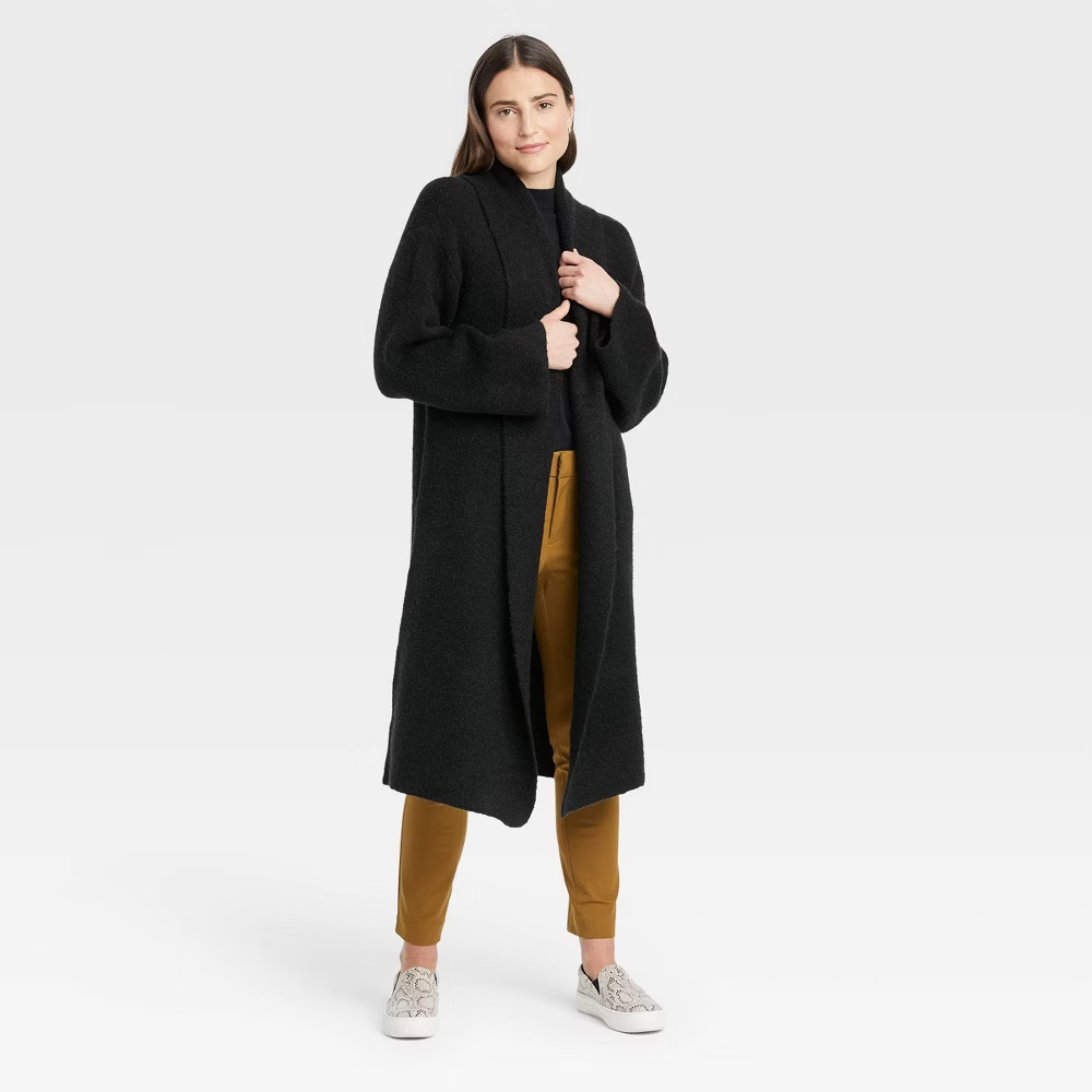 Women's Open-Front Sweater Cardigan - A New Day Black S | Target