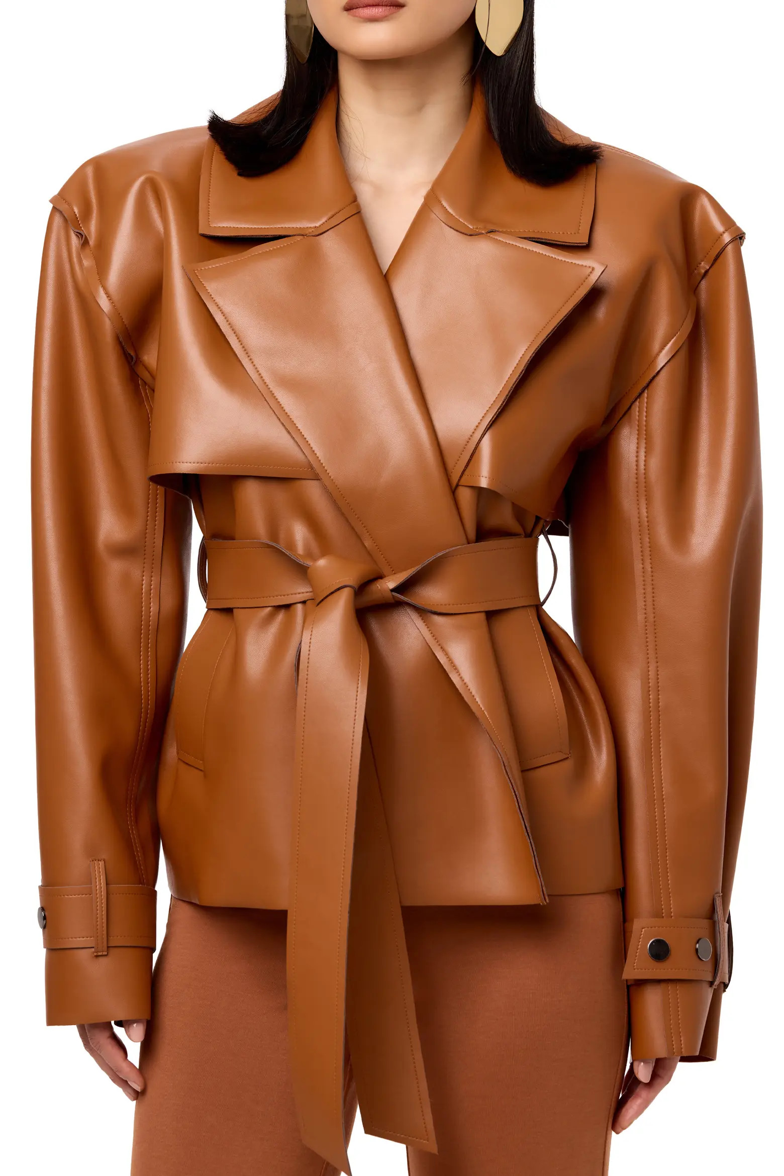 Naked Wardrobe Faux Leather Crop Trench Coat (Women) | Nordstrom | Nordstrom
