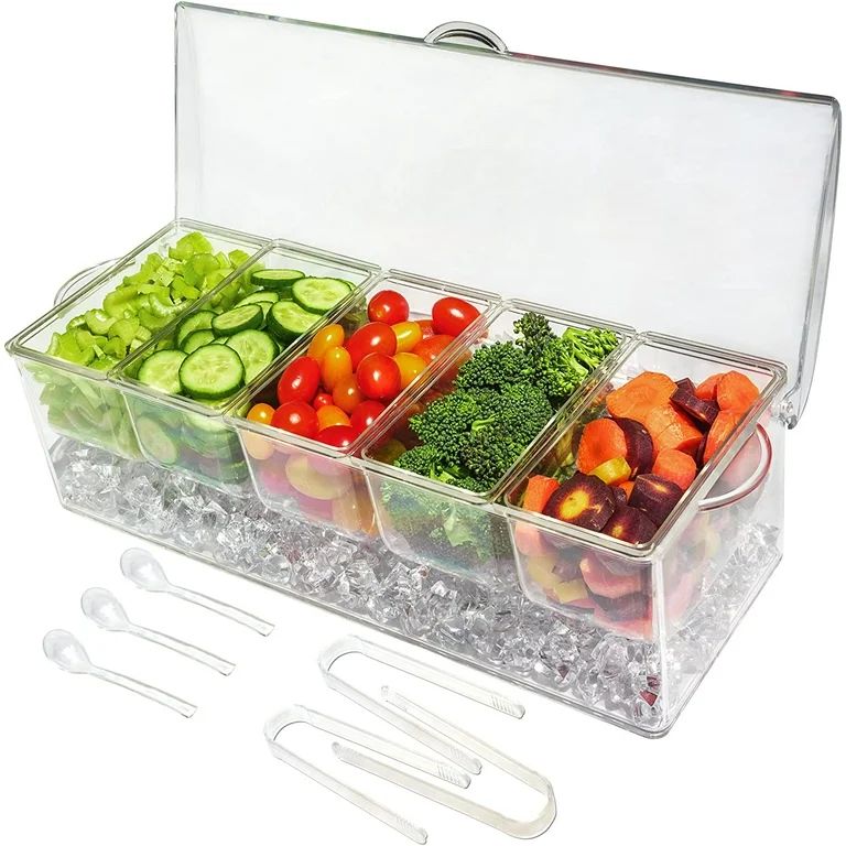 Luniquz Ice Chilled 5 Compartment Condiment Server Caddy - Serving Tray Container with 5 Removabl... | Walmart (US)