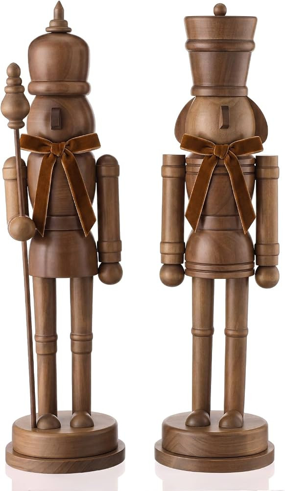 Weysat 2 Pcs Vintage Christmas Nutcracker Figure Dark Brown Wooden | Amazon (US)