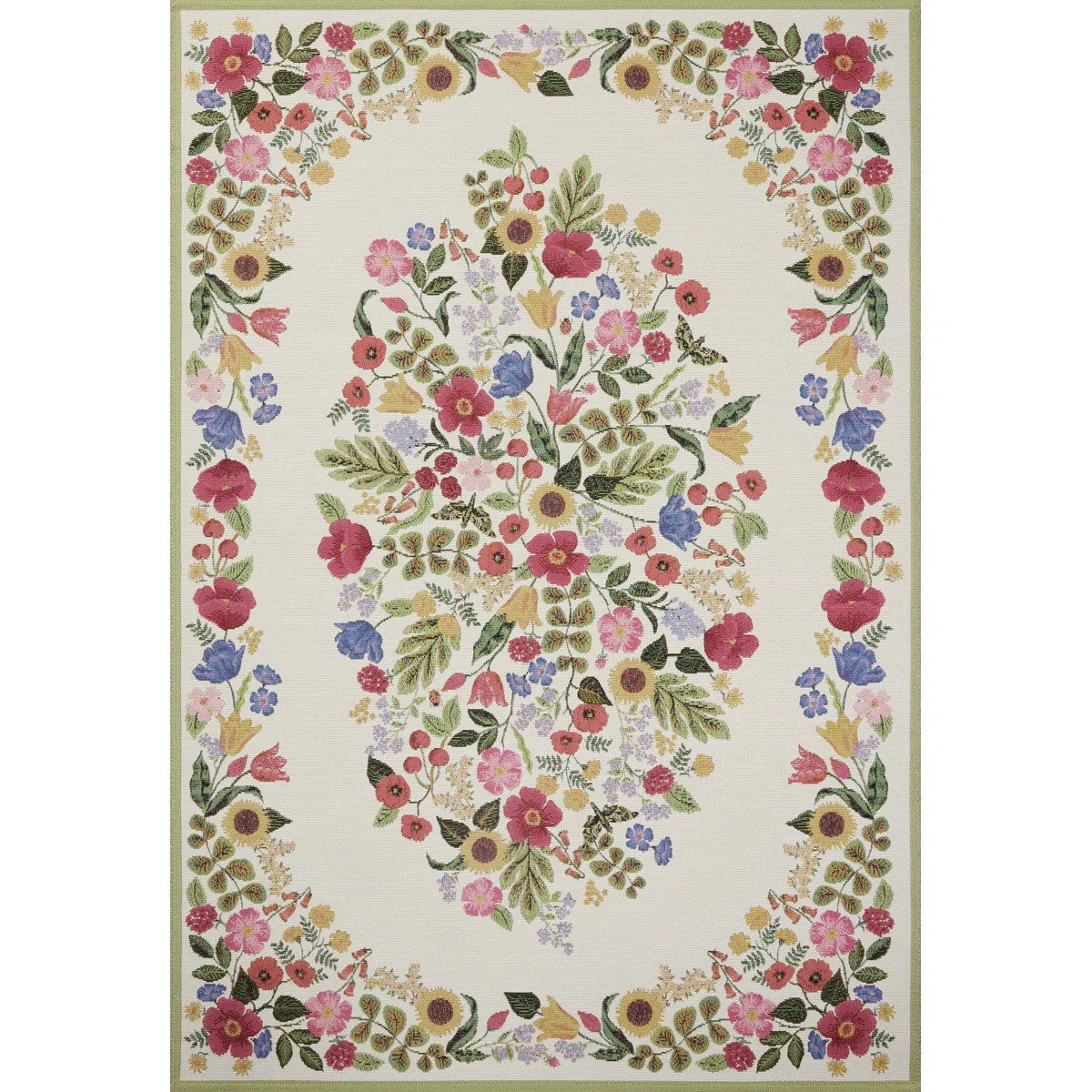 Rifle Paper Co. x Loloi Perennial Cream Indoor / Outdoor Area Rug | Wayfair North America