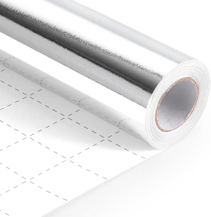 Silver Wrapping Paper, 17inch x 33ft Solid Color Metallic Lustre Paper, Silver Gift Wrapping Paper with Grid Cutting Lines Perfect for Birthday, Wedding, Valentine's Day, Christmas, Baby Shower | Amazon (US)