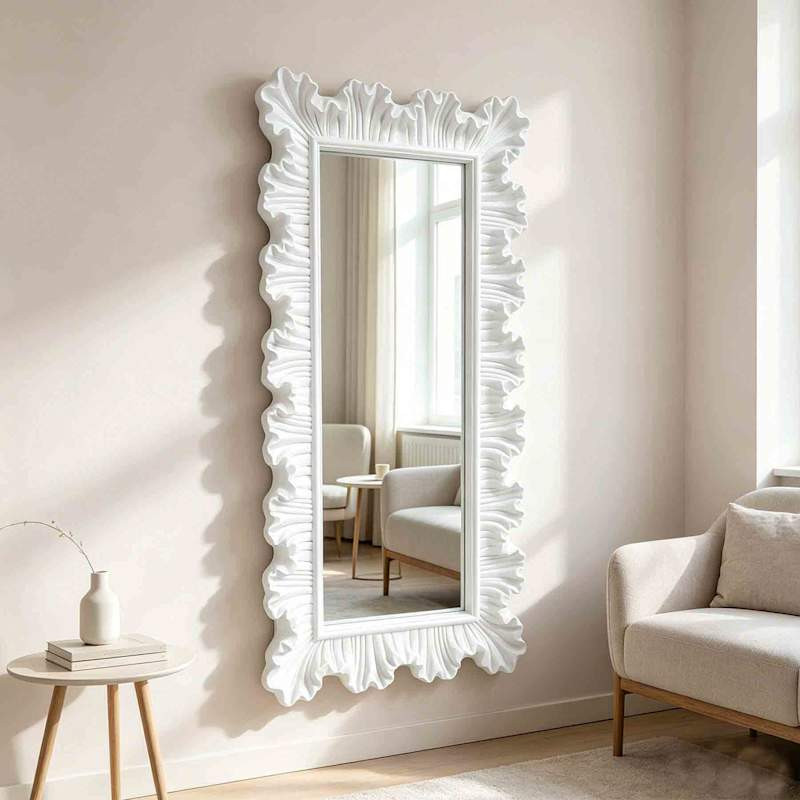 White Rectangle Ariel Miror, 33x66 | At Home
