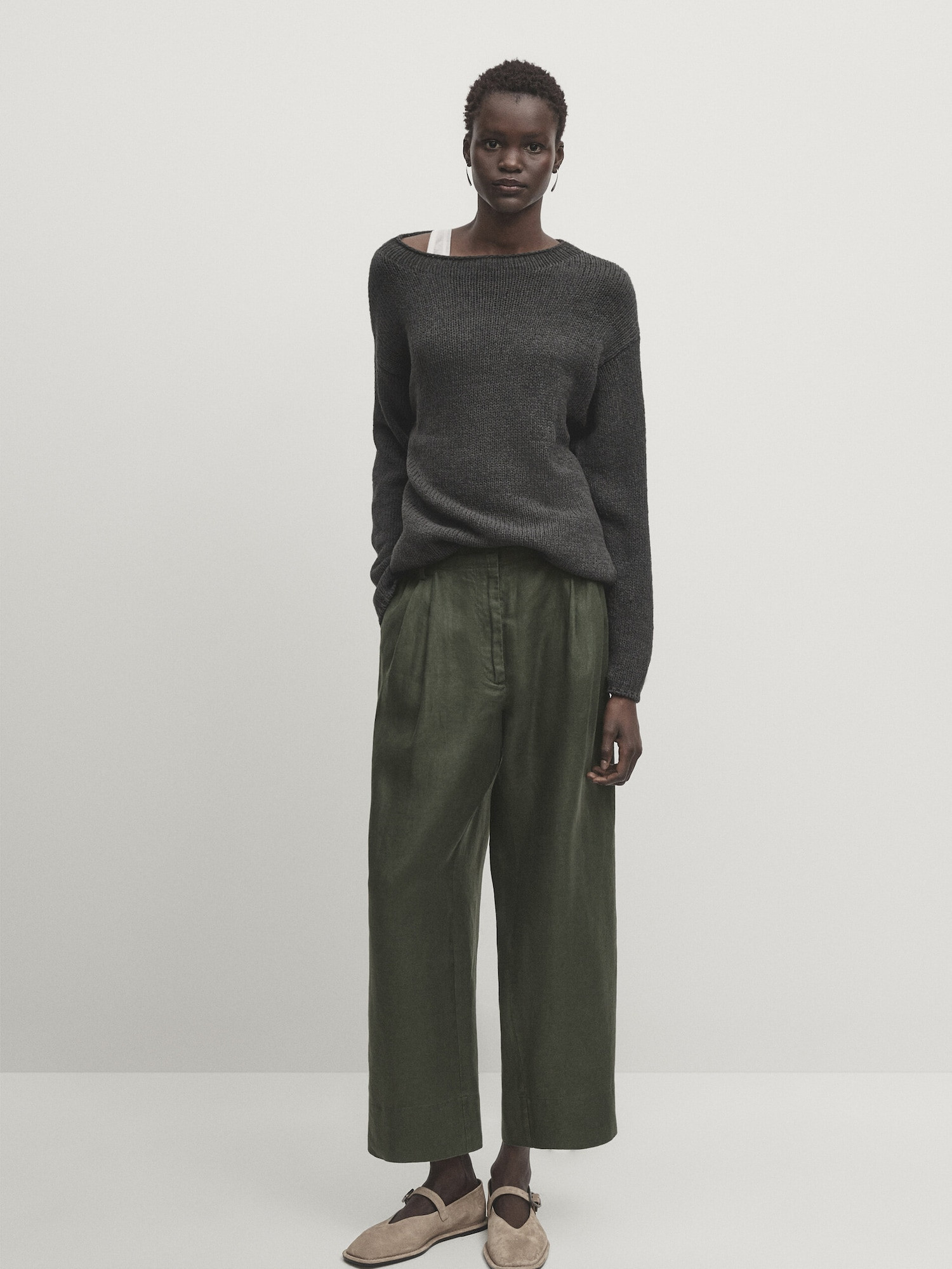 100% linen trousers with double darts | Massimo Dutti US