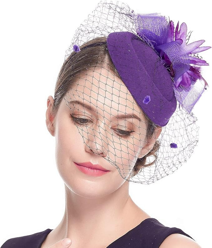 Cizoe Fascinator Hats for Women 20s 50s Vintage Pillbox Hat Kentucky Derby Fascinators Flower Vei... | Amazon (US)