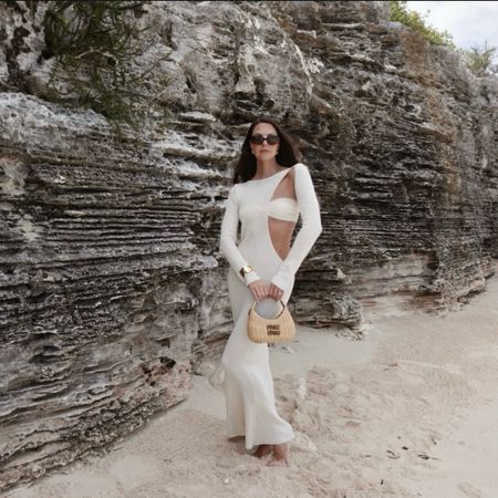 Baobab cream cut out beach dress, Miu Miu wicker Wander bag, Celine Triomphe tortoiseshell sunglasses, gold cuff, gold earrings 

#LTKtravel #LTKswim #LTKstyletip