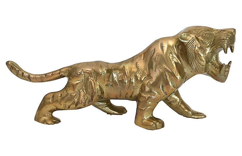 Large Brass Tiger Figure | One Kings Lane