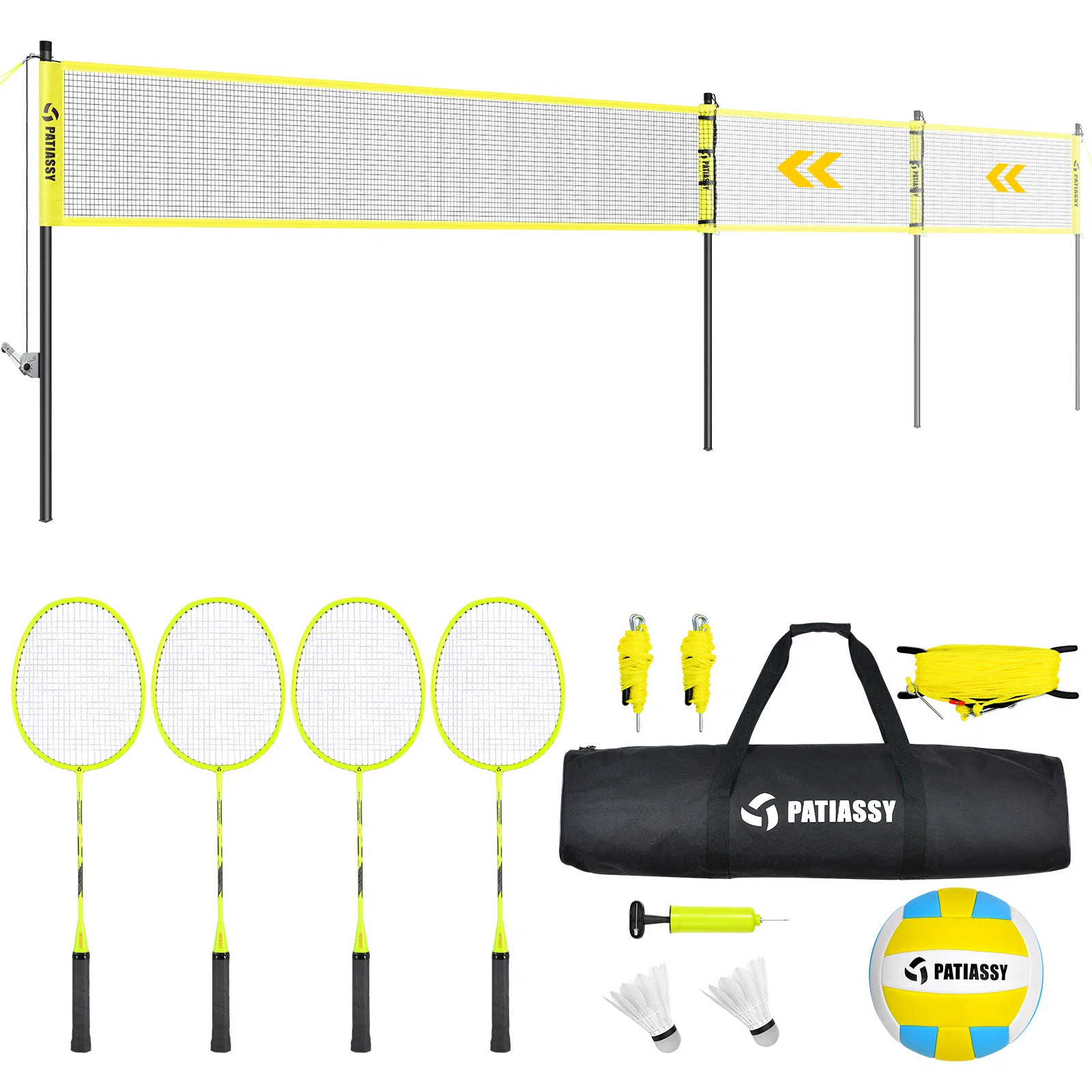 32ft, 26ft and 20ft Width and Height Adjustable Volleyball and Badminton Combo Set with Net | Wayfair North America