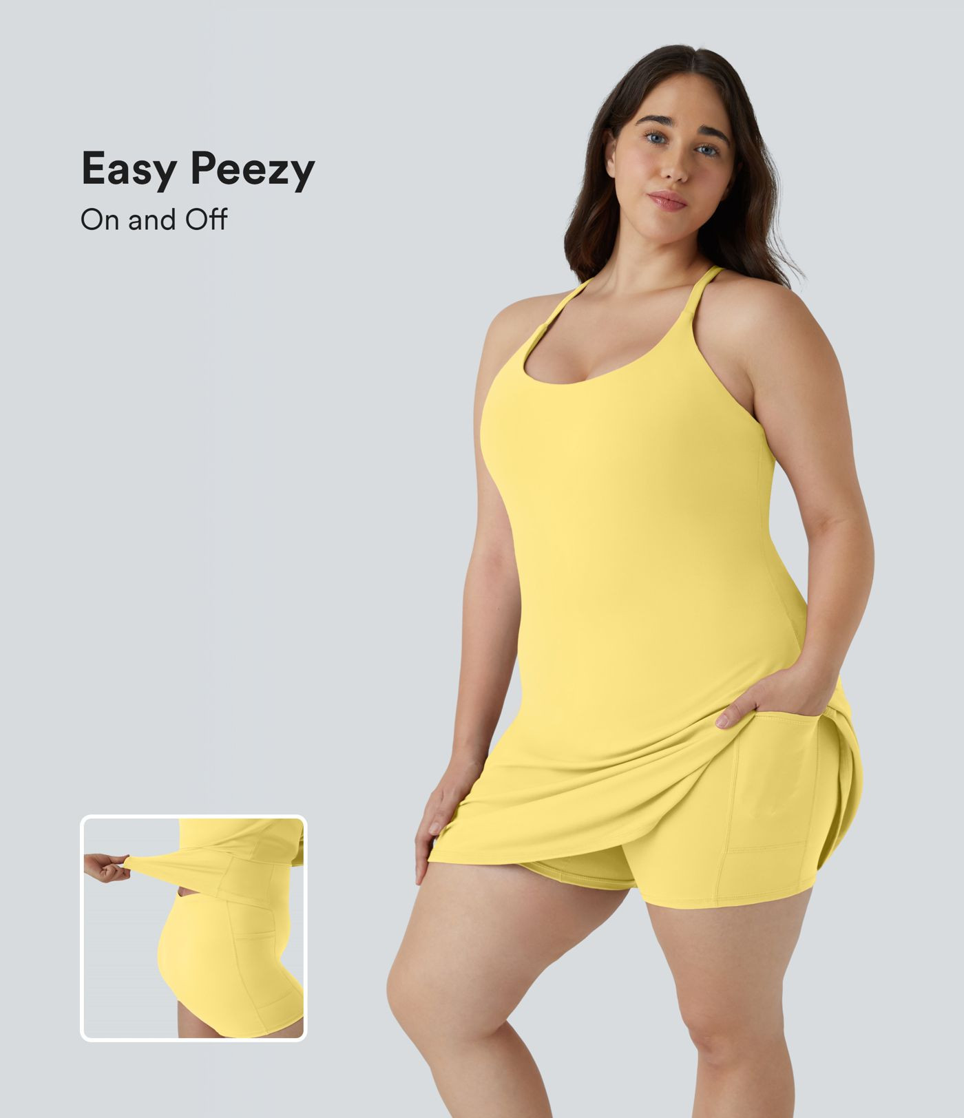 Everyday SoftlyZero\u2122 Plush Backless 2-in-1 Flare Workout Plus Size Dress-Wannabe-Easy Peezy | HALARA