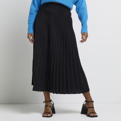 Petite black pleated midi skirt | River Island (UK & IE)