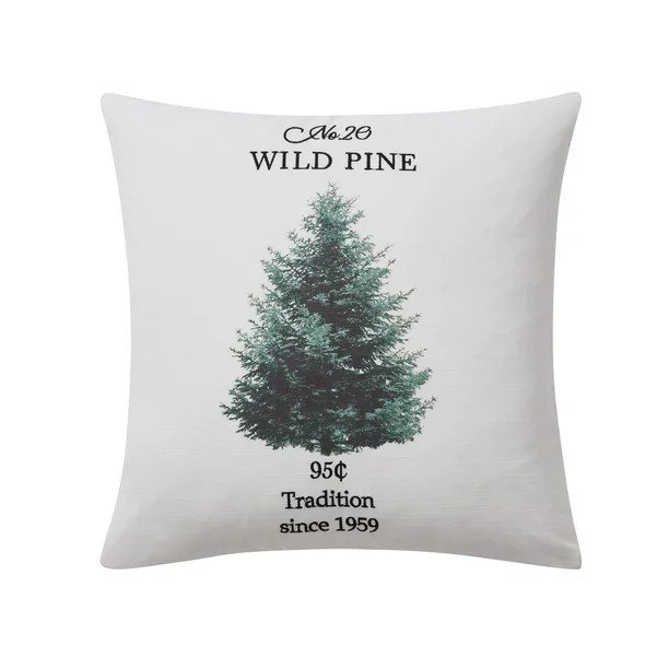 My Texas House Holiday Pine Tree 18" x 18" Farmhouse Multi-Color Poly-Cotton Square Decorative Pi... | Walmart (US)