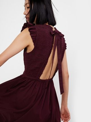 Smocked Open Back Midi Dress | Gap (US)