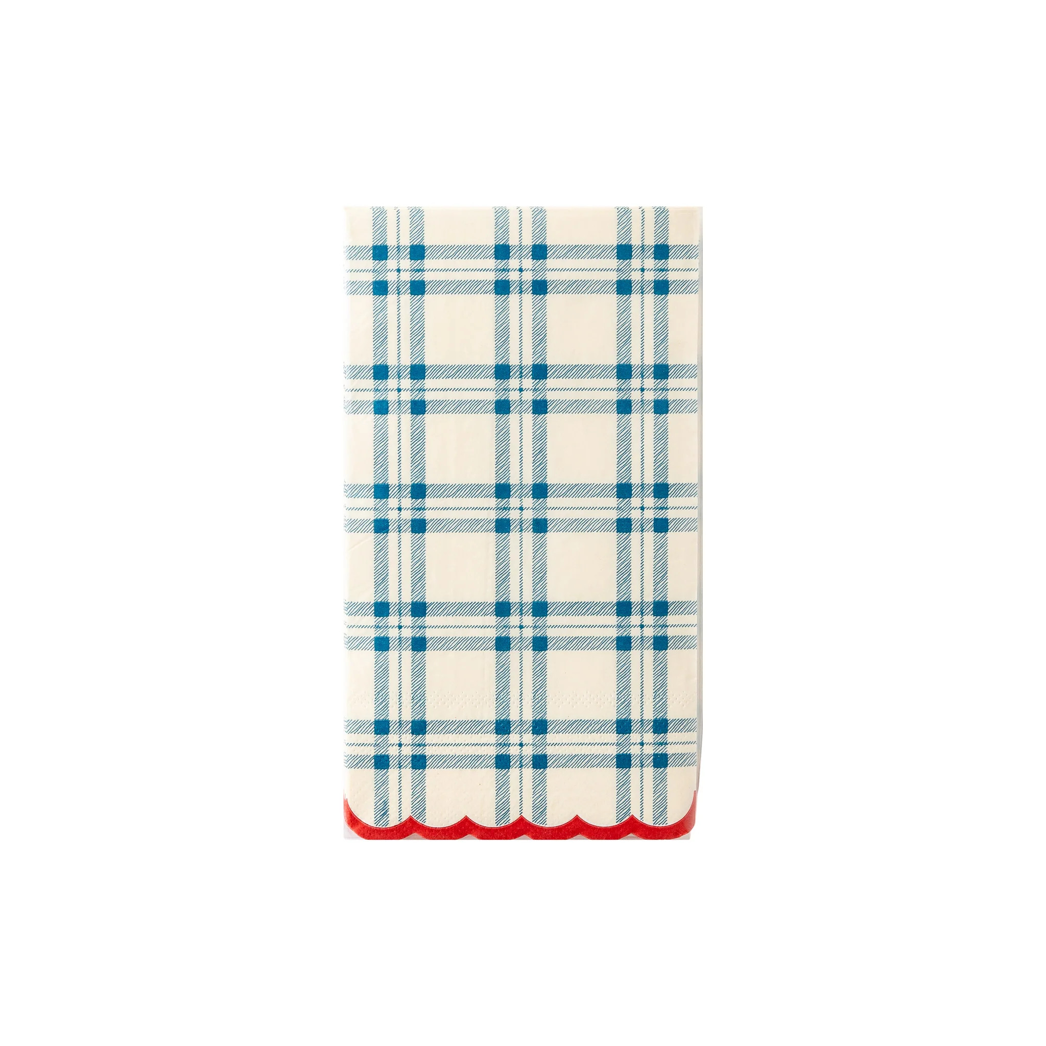 Blue Scallop Plaid Paper Dinner Napkin | My Mind's Eye