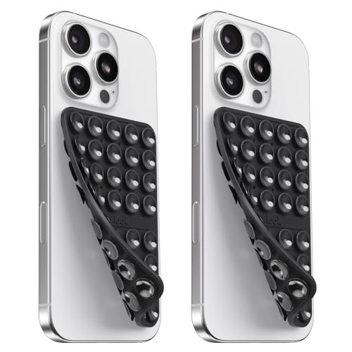2PCS Silicone Suction Cup Phone Case Mount Double Sided, Silicon Sticky Phone Grip with Higher Suction Power for Cell Phone, Hands-Free Phone Accessories Holder for Selfies and Videos, Black | Amazon (US)