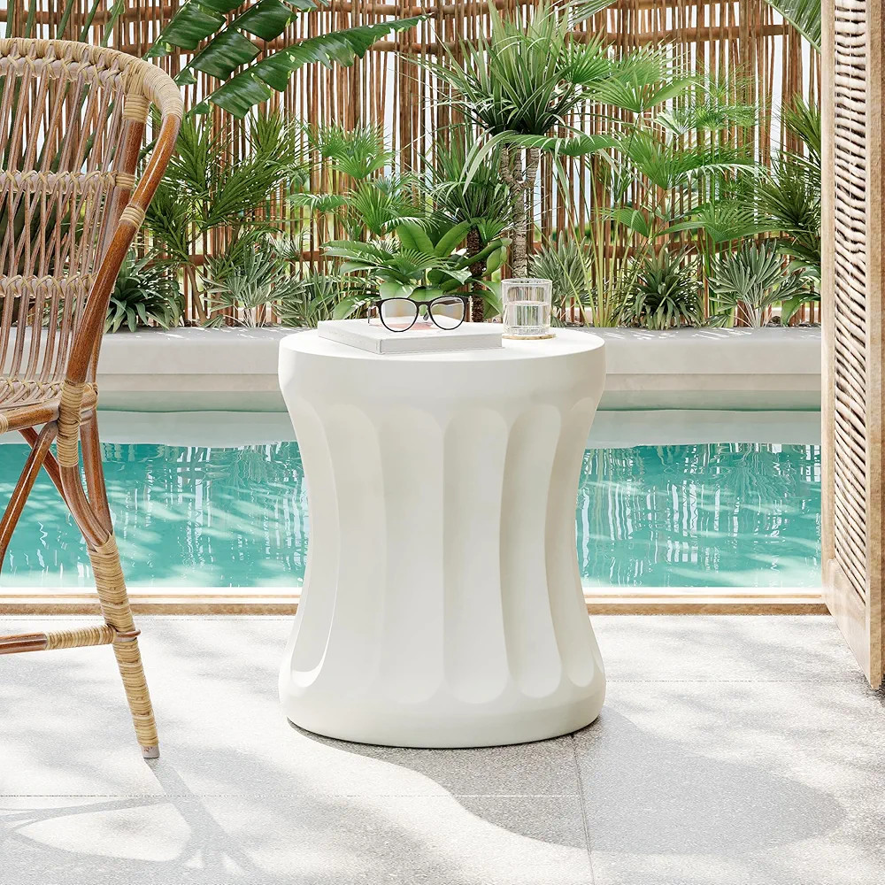 Christopher Knight Home Earleant Outdoor Side Table, Lightweight Concrete Garden Stool with Round... | Amazon (US)