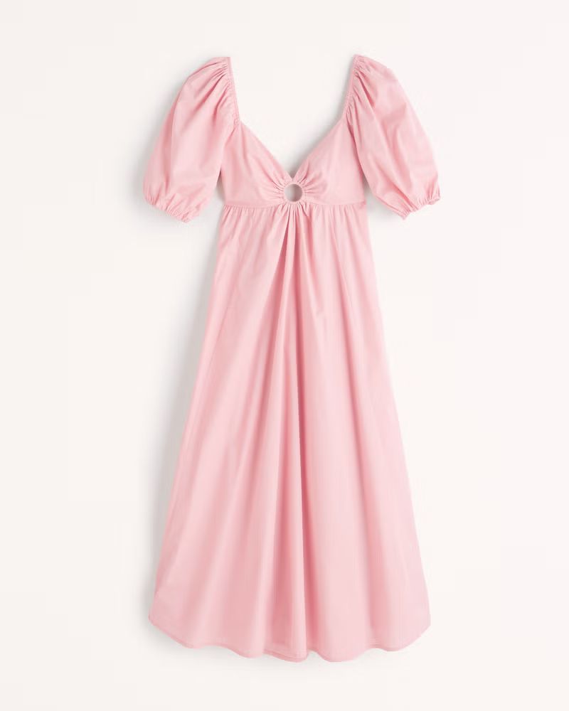 O-Ring Puff Sleeve Midi Dress | Abercrombie & Fitch (US)