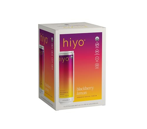 Hiyo Organic Social Tonic - Blackberry Lemon, 4 pack - N.A. Functional Seltzer, Sparkling Water Crafted with Organic Adaptogens, Nootropics & Botanicals | Amazon (US)