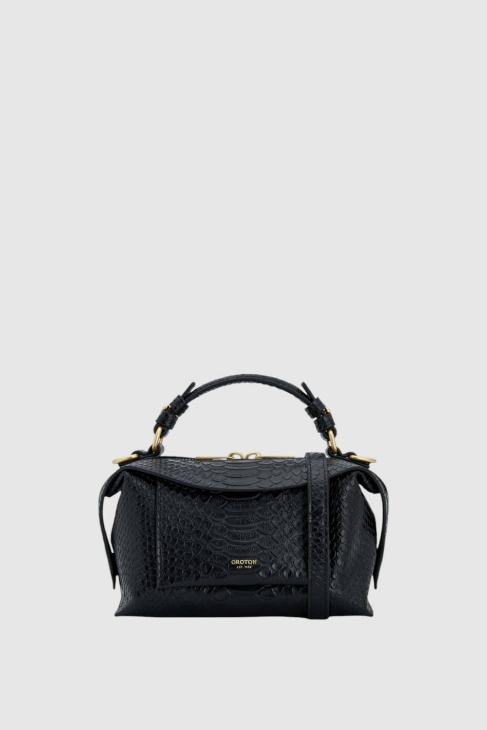Mica Texture Mini Bowler Black Snake | Oroton