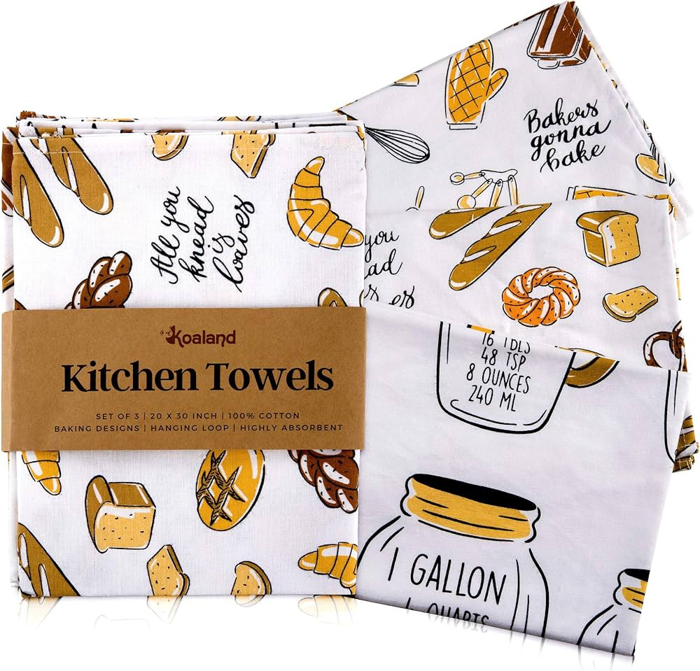 Flour Sack Tea Towels for Kitchen & Pantry, Oversized 20x30 inch with Conversion, Bread & Baking ... | Amazon (US)