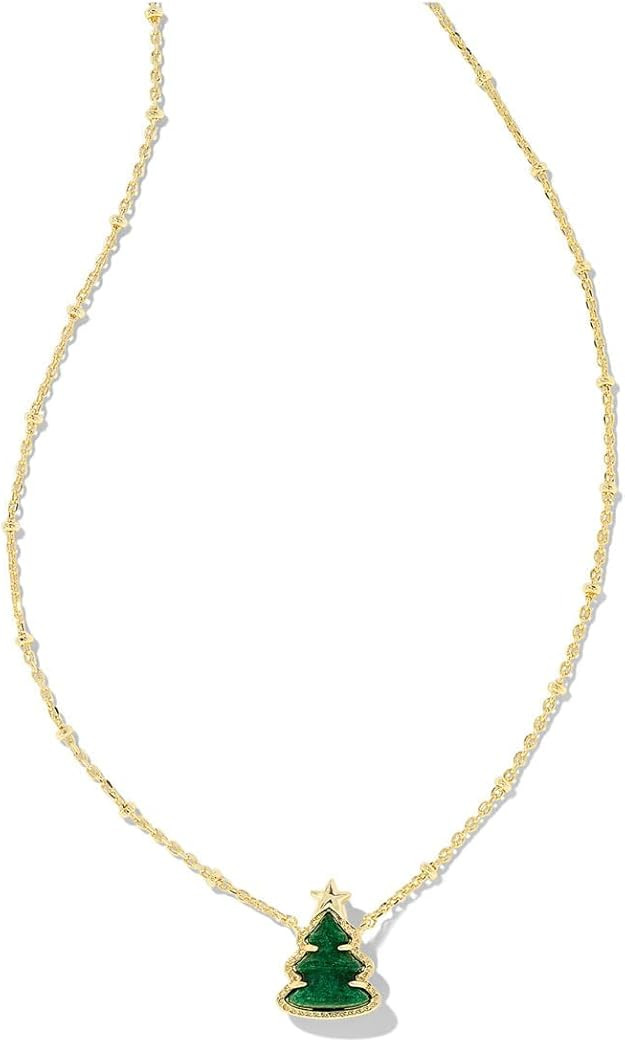 Kendra Scott, Womens, Holiday Tree Pendant Necklace, Gold Green Quartzite, One Size | Amazon (US)