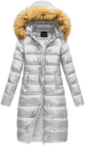 CREATMO US Women's Long Winter Faux Fur Coat Puffer Warm Jacket with Detachable Hood | Amazon (US)