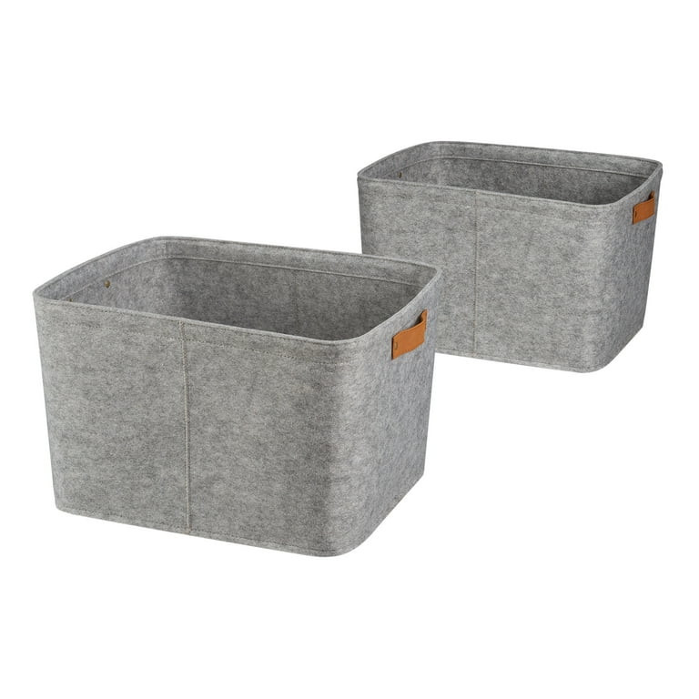 Mainstays 2-Count Large Rectangle Felt Baskets | Walmart (US)