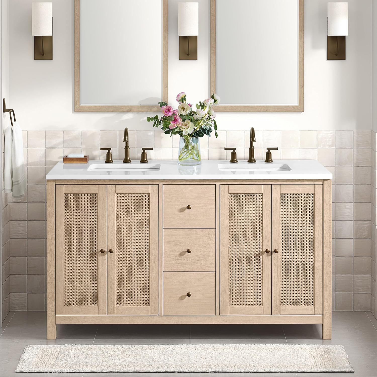 Alaterre Furniture Lucca Bathroom Vanity - Freestanding Cabinet Without Sink - 60 Inch Wood Bathr... | Amazon (US)