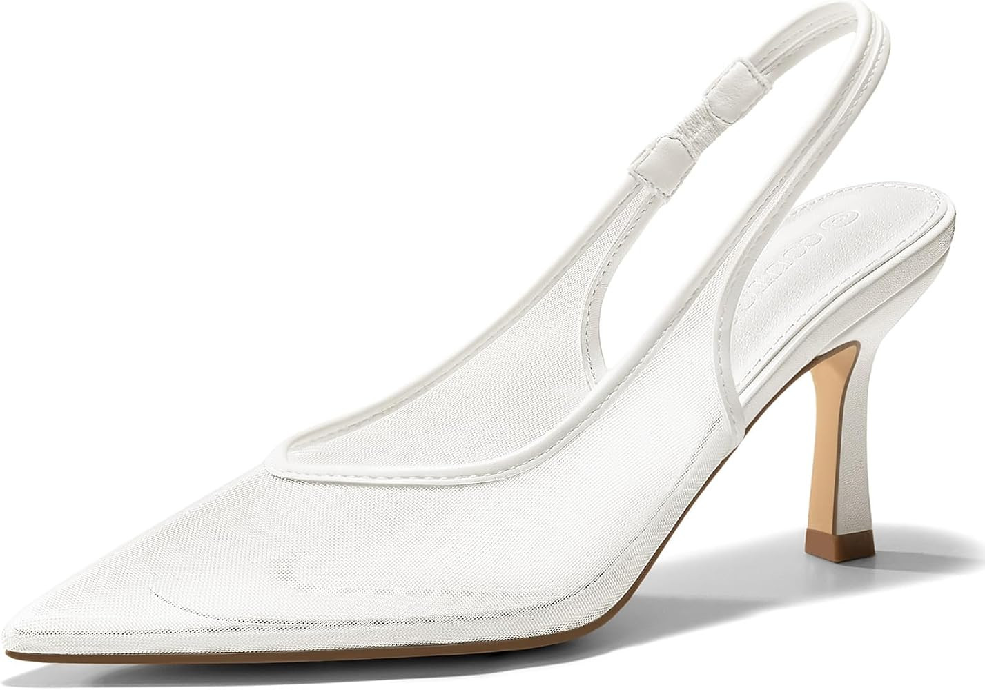 Coutgo Womens Slingback Kitten Heels Closed Pointed Toe Low Heel Mesh Pumps Sexy Dress Shoes | Amazon (US)