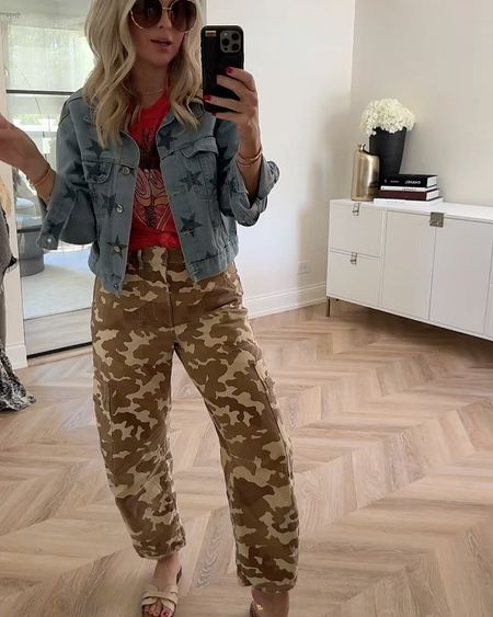 Casual summer style! Fourth of July outfit inspo! 

$9 tees are my go to! I do L
Jacket: small 
Pants: tts 

Summer style. Fourth of July. Tees. Camo. Star print. 


#LTKFindsUnder50 #LTKStyleTip #LTKSaleAlert
