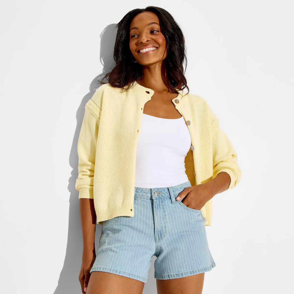 Women's Mid-Rise Midi Curvy Denim Shorts - Wild Fable™ Blue 2 | Target