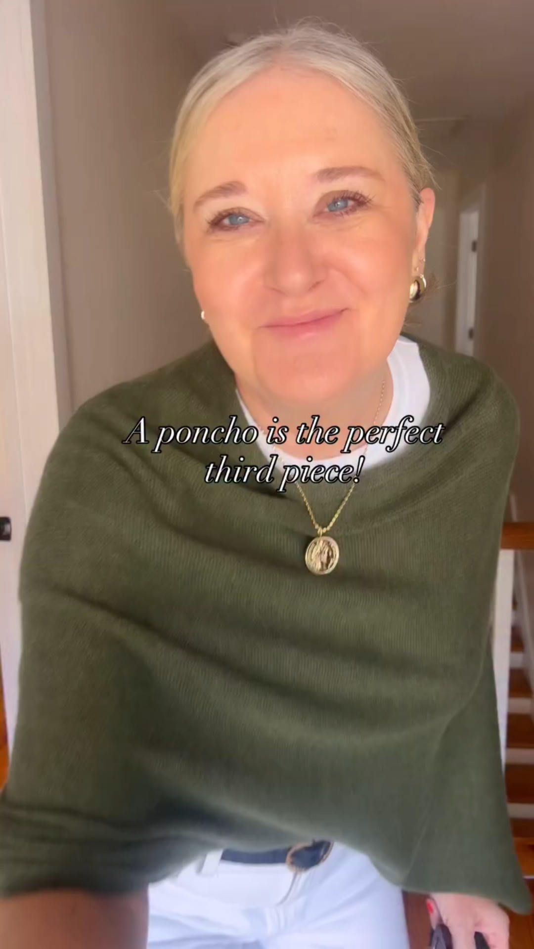 At the beginning of Fall I shared that ponchos were back, and they’re still going strong! They are such a great way to add a “third piece” to your outfit! 
Comment SHOP for the links! 

HOW TO WEAR:
1️⃣Tuck it in the front for a more sweater like feel
2️⃣Wear with a tshirt or cami in warm weather
3️⃣Add a turtleneck or light sweater
4️⃣Wear with jeans or a slip skirt! 

Poncho, over 50, over 40, vacation outfit