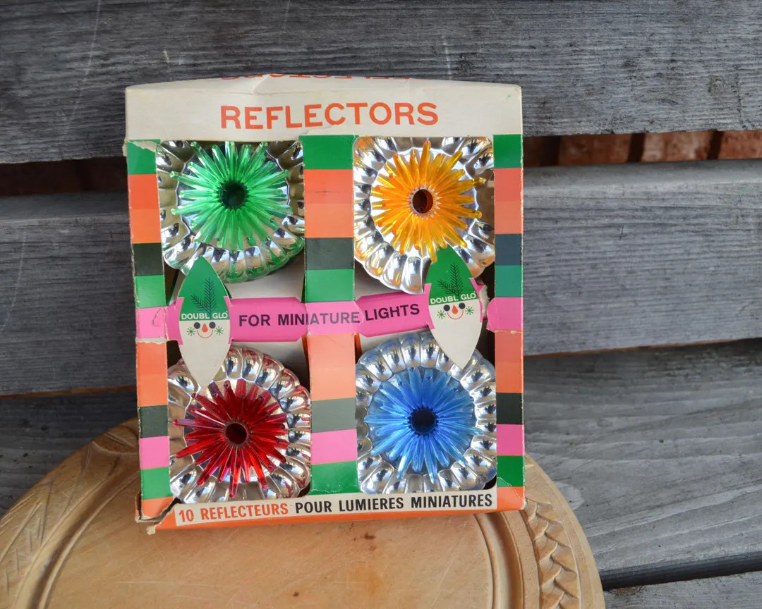 Vintage Doubl-Glo Boxed Christmas Light Reflectors, 8 Tinfoil Reflectors, Mid Century, Christmas ... | Etsy (US)
