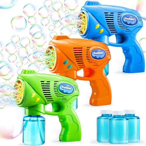 JOYIN 3 Bubble Guns Kit with 3 Solutions for Kids, Bubble Blaster for Summer Toy, Party Favors, Birthday, Outdoor & Indoor Activity, Birthday Gift | Amazon (US)