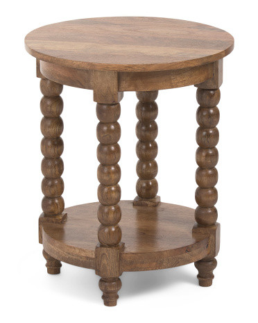 17.75x21.6 Solid Wood  Spindle Round Side Table | TJ Maxx