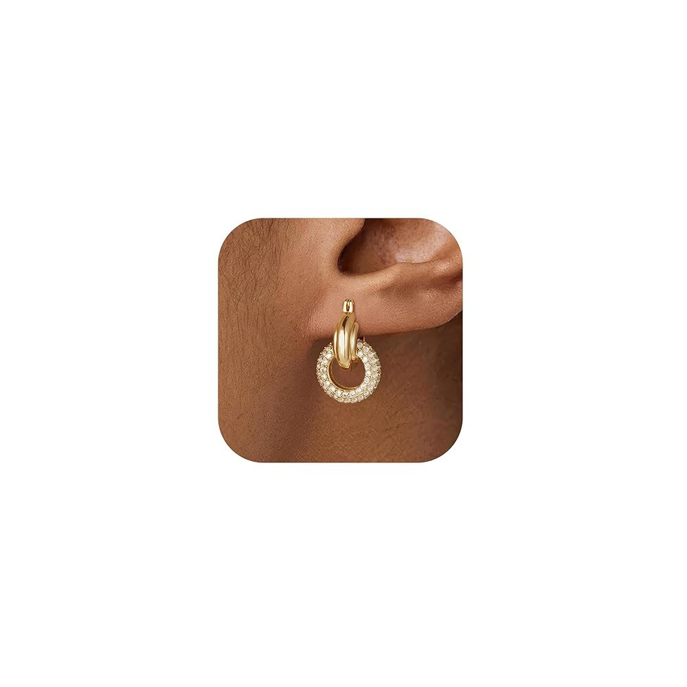 Turandoss Huggie Hoop Earrings for Women Girls, Dainty 14K Gold Plated Twisted Rope Earring, Hypo... | Amazon (US)