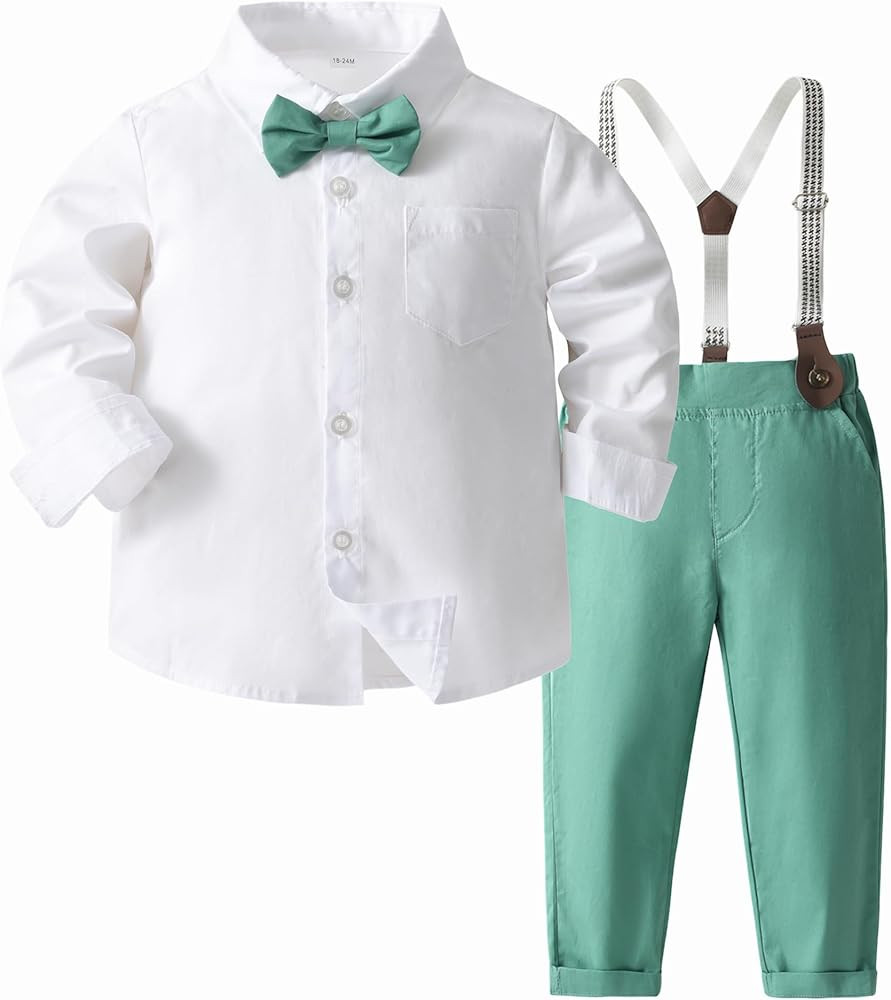 Kimocat Baby Boy Clothes Gentleman Clothing Suit for Newborn Baby Bow Tie Shirt + Suspender Trous... | Amazon (US)