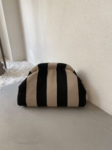 Vintage Coin Style Classic Striped Color Block Knitted Clutch Bag For Vacation | SHEIN