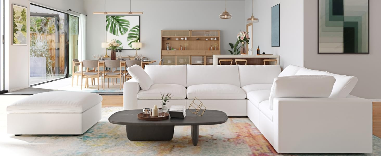 Sdorens Convertible Modular Sectional Sofa, Corner Couch with Armrest, Down Filled Thick Cushion ... | Amazon (US)