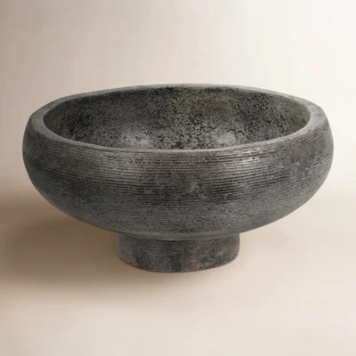 Daphne Terracotta, 14" Etched Bowl On Stand, Multi, Round | Wayfair North America