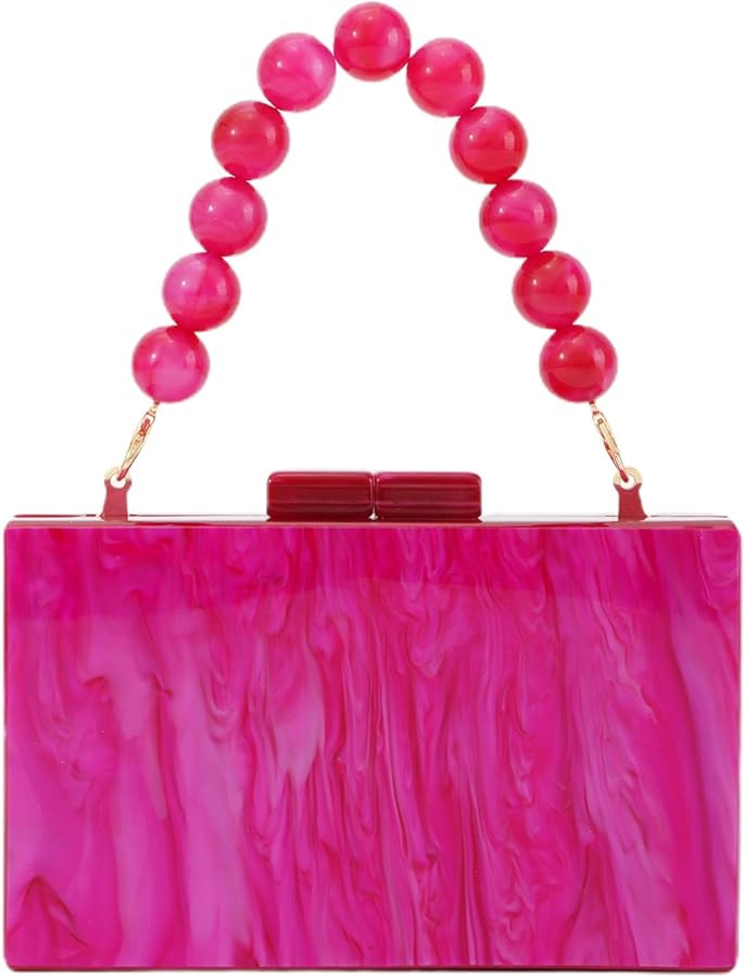 Fecialy Women Acrylic Clutch Purse Beads Evening Handbag Marble Clutch Formal Party Bridal Weddin... | Amazon (US)