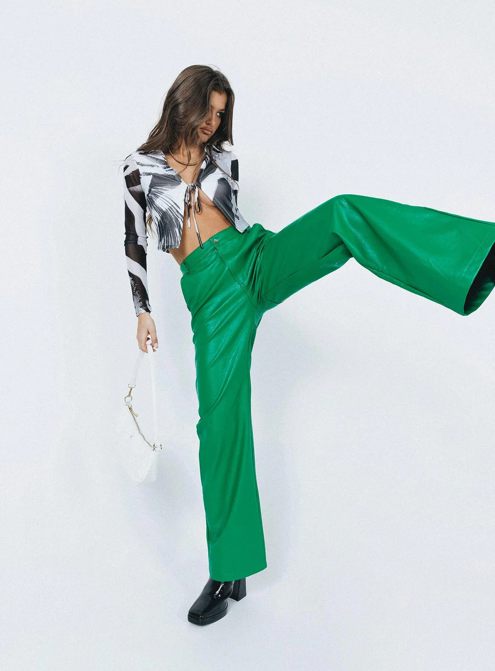 Ashlea PU Pants Green | Princess Polly US