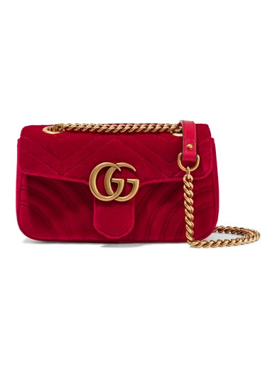 Gucci - Gg Marmont Mini Quilted Velvet Shoulder Bag - Red | NET-A-PORTER (UK & EU)