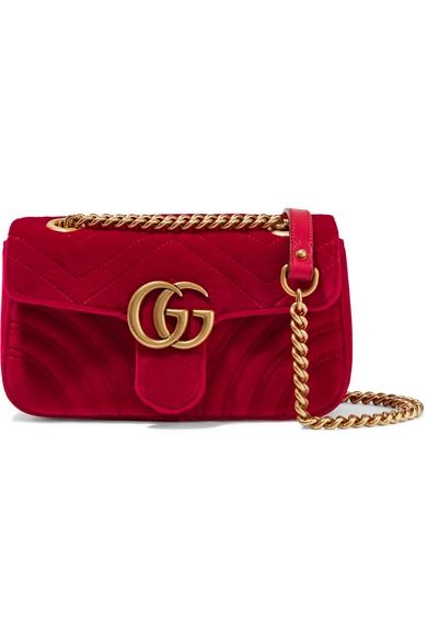 Gucci - Gg Marmont Mini Quilted Velvet Shoulder Bag - Red | NET-A-PORTER (UK & EU)