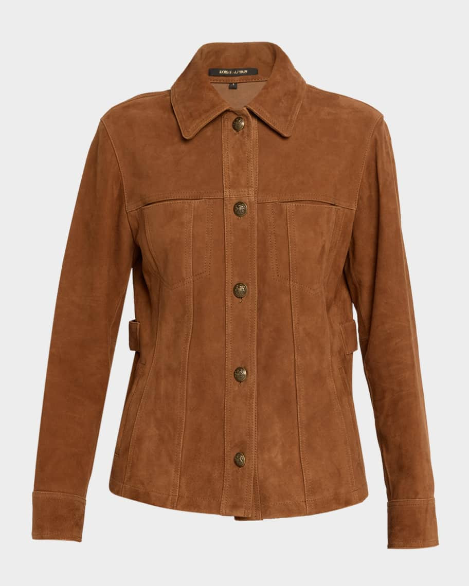 Kobi Halperin Darius Button-Down Suede Blouse | Neiman Marcus